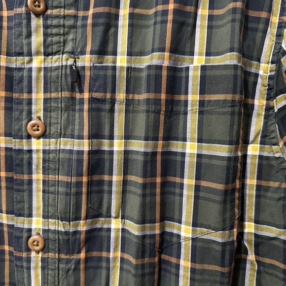 Duluth Trading Large Green Plaid Untucked Button Up Large Cotton Spandex Slim - Picture 2 of 8